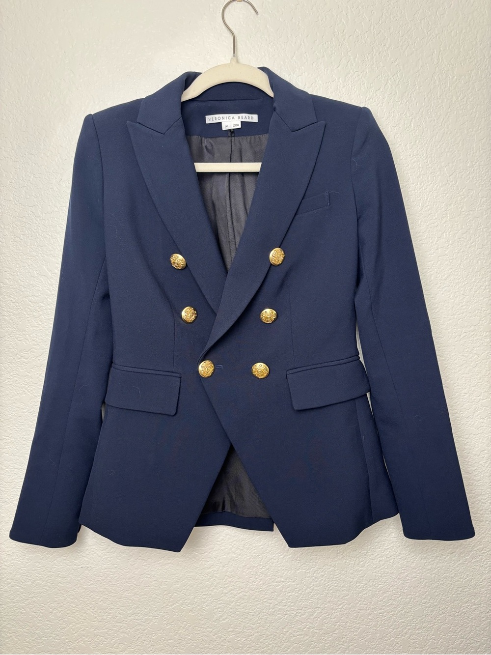 Veronica Beard Miller Dickey Jacket Blazer Navy Blue with Gold Buttons Size 00 - Picture 7 of 14